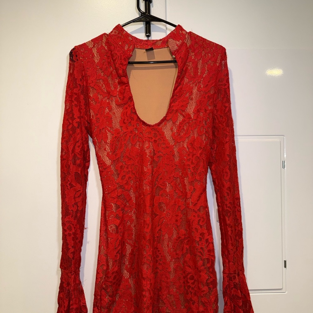 Elegant Red Lace Dress